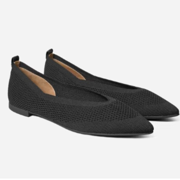 Everlane ReKnit 40-Hour Flat Point Shoe, Black Mesh, Size 11 - Picture 2 of 13